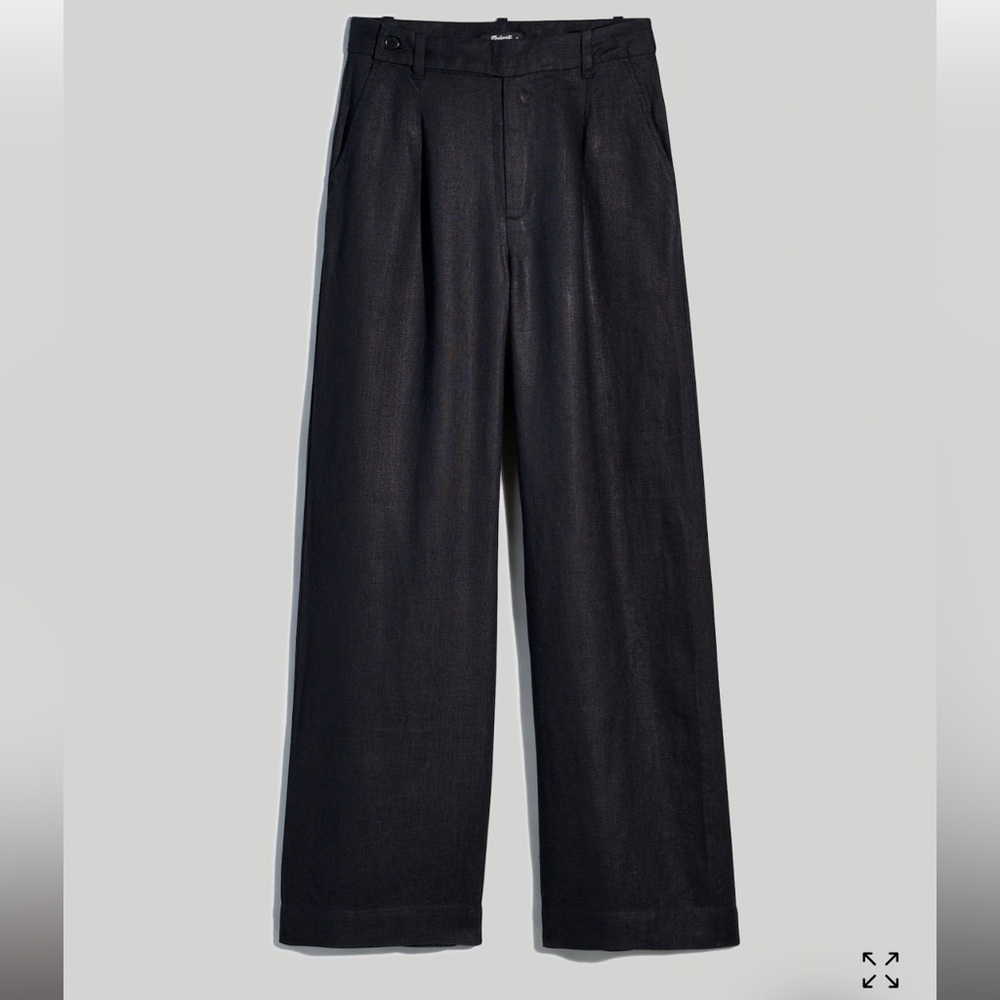 Madewell The Harlow Wide-Leg Pant in 100% Linen Black Size 12